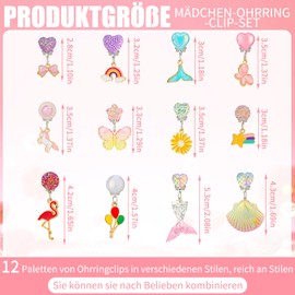 patinadrift 12 Pairs of Clip Earrings Girls Ear Clips Jewellery for Children Party Favour No Pierced Princess Clip Earrings Girls Gift