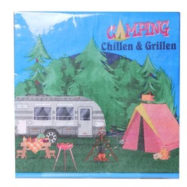 Udo Schmidt 10834 Camping Napkins with Caravan Motif, 33 x 33 cm, Pack of 20, 15 m Long, 7 cm Wide, Multi-Coloured