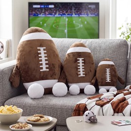 Hoteam 3 Pcs Football Plush Pillows 16'' 12'' 8'' Stuffed Football Throw Pillows with Arm Leg Cute Sport Ball Stuffed Plush for Home Bedroom Room Nursery Decor Sport Fan Birthday Party Favor Gift
