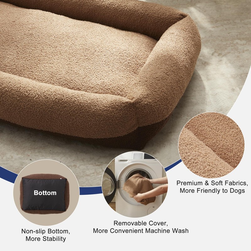 FURTIME Washable Small Dog Bed, Rectangle Comfy Fluffy Kitten Puppy