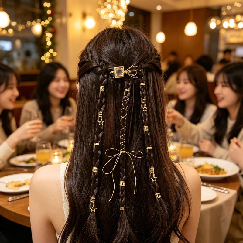 ヘアビーズ 編み込み用 ヘアアクセサリー 子供用 蝶々 ハート メタル ヒップホップ ヘアブレイドリング 髪飾り