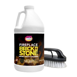 Quick N Brite Fireplace Gel Cleaner with Scrub Brush for Brick, Stone, Rock, Tile, and Marble, Nonabrasive Fireplace Cleaner, Made in the USA, 64oz