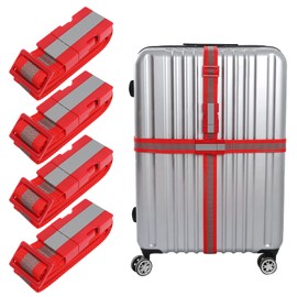 Luggage Straps Suitcase Strap TSA Tested with Adjustable Quick Release Buckle Pack of 4 Red