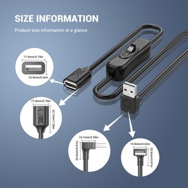 USB 3.0 Verlängerungskabel mit Schalter, 90 Grad Winkelstecker USB 3.0 Kurz Verlängerung mit Ein-/Aus Schalter Kabel Stecker auf Buchse SuperSpeed 5 Gbps für USB-Lüfter, PC Laptop (Unten, 2Stü)