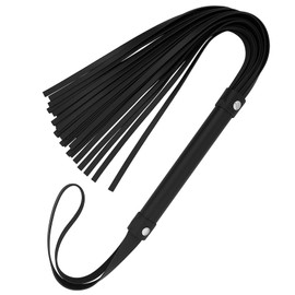 zavcurp Black Riding Crop Whip, Training Leather Crop, Soft Multi-Tail Leather, Anti-Slip Handle, Water-Resistant, Durable Reinforced, Comfortable Grip, Easy Clean, Horse Training Aid