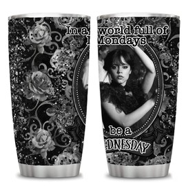 Wednesday Dancing Queen Party Tumbler 20 Oz with Lid,In A World Full Of Mondays Be A Wennesday,Addams TV Show Merchandise for Women Girls Kids Teen,Horror Movie Lover Gift Wednesday Fans Present
