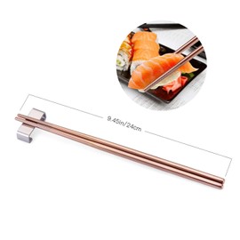 SHARECOOK Chopsticks set, 18/10 Stainless Steel Metal Korean Chopsticks, 9.45 Inches Reusable Chopsticks for Dinner, Easy to Hold (5 Pairs, Rose Gold)