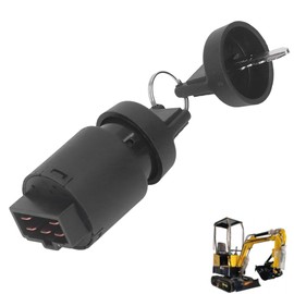 Qkxut Excavator Starter Switch for Cape Generator 6500 6700 427 186F | Mini Excavator Parts Replacement for AGT | Heavy-Duty Ignition Key Switch (Black, 1-Pack)