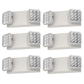 SPECTSUN Emergency Light White, Commercial Emergency Light with Battery Backup, White Emergency Light Home/Emergency Light Fixture/Emergency Sign/Emergency Light Fixture - 6 Pack (Square Head)