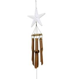 Cohasset Gifts 242 Cohasset Driftwood Star Bamboo Wind Chime, Distressed White Finish