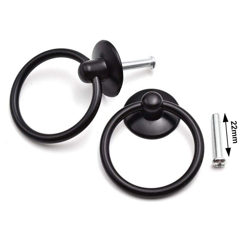 Aifeier ET Single Hole Metal Drop Ring Knobs Black Drawer