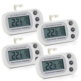 Digital Fridge Thermometer UK, XPJBKC 4Pcs Waterproof Fridge Temperature Thermometer with Large LCD Display Min/Max °C/°F Function, Freezer Thermometer for Freezer Refrigerator Aquarium