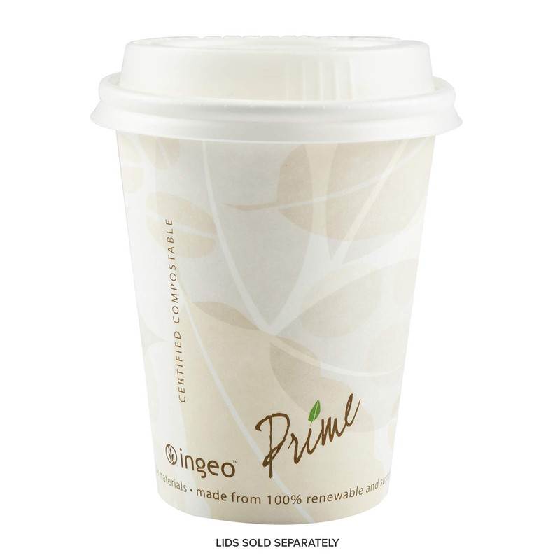 8-oz. PrimeWare PLA Lined 100% Compostable Hot Cup/Case / 1000ct