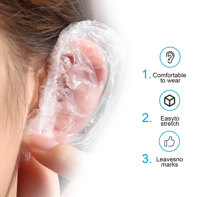 200PCS Clear Disposable Ear Covers, Disposable Ear Covers for Hair