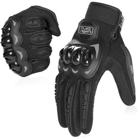 COFIT Motorcycle Gloves Breathable, Touchscreen Motorbike Gloves Anti-Slip with Good Grip Hard Knuckles Protection for Men Women Motocross, BMX ATV MTB Cycling, Road Racing - Black XXL