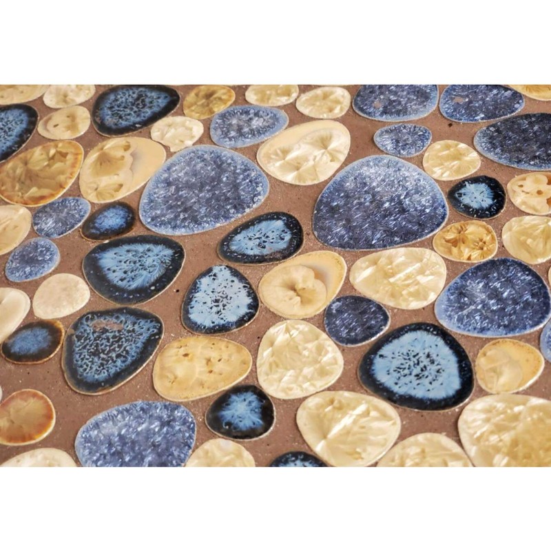 Blujellyfish Glazed Blue Mosaic Ceramic Pebble Porcelain Tile Swimming Pool