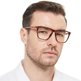 AEZUNI Retro Oversized Reading Glasses for Men Classic Large Frame Readers 1.00 1.50 2.00 2.50 3.00 3.50 4.00 5.00 6.00 (Brown tortoise, 150)