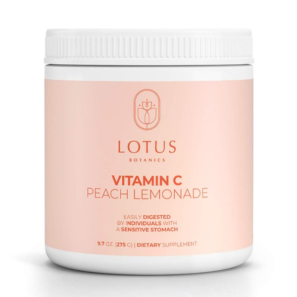 Lotus Botanics 4,000MG Vitamin C Peach Lemonade Powder | 275g (9.7oz) Easily Digested Buffered Formula| Immune Booster and Antioxidant | High dose ascorbic Acid | Vegan, Sugar-Free, Keto
