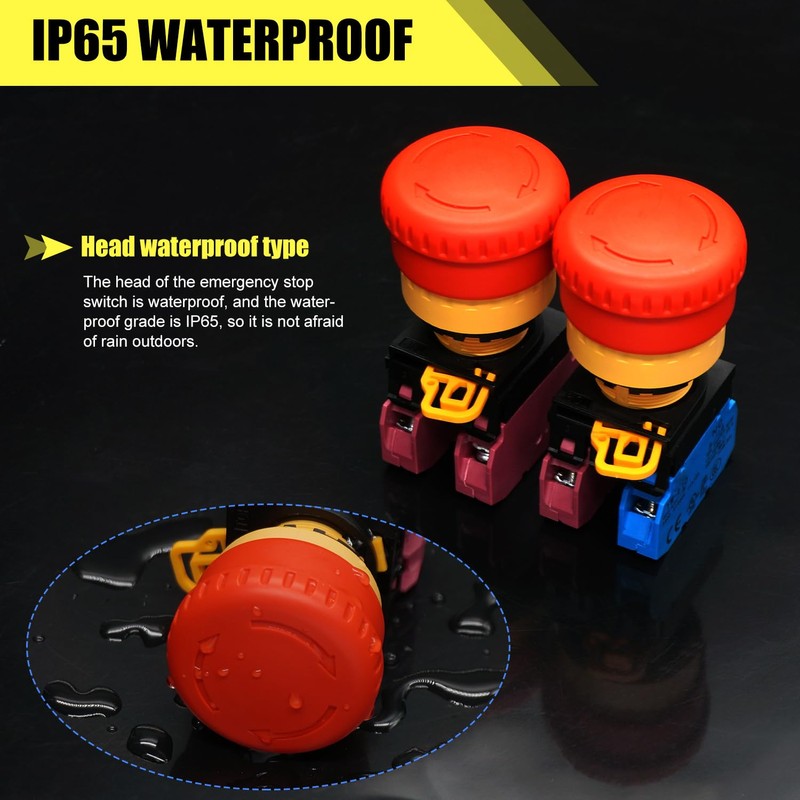 Taiss 22 mm Emergency Stop 2NC Red Mushroom Locking Emergency