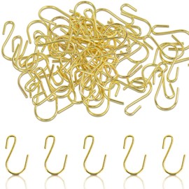 Gicare 60 Pack S Hooks for Hanging，1 Inch Ornaments Hooks Heavy Duty Gold Mini S Hooks,Small S Hooks for Jewelry, Plants, Necklaces, for Key Ring Chain Hardware Pet Name Tag