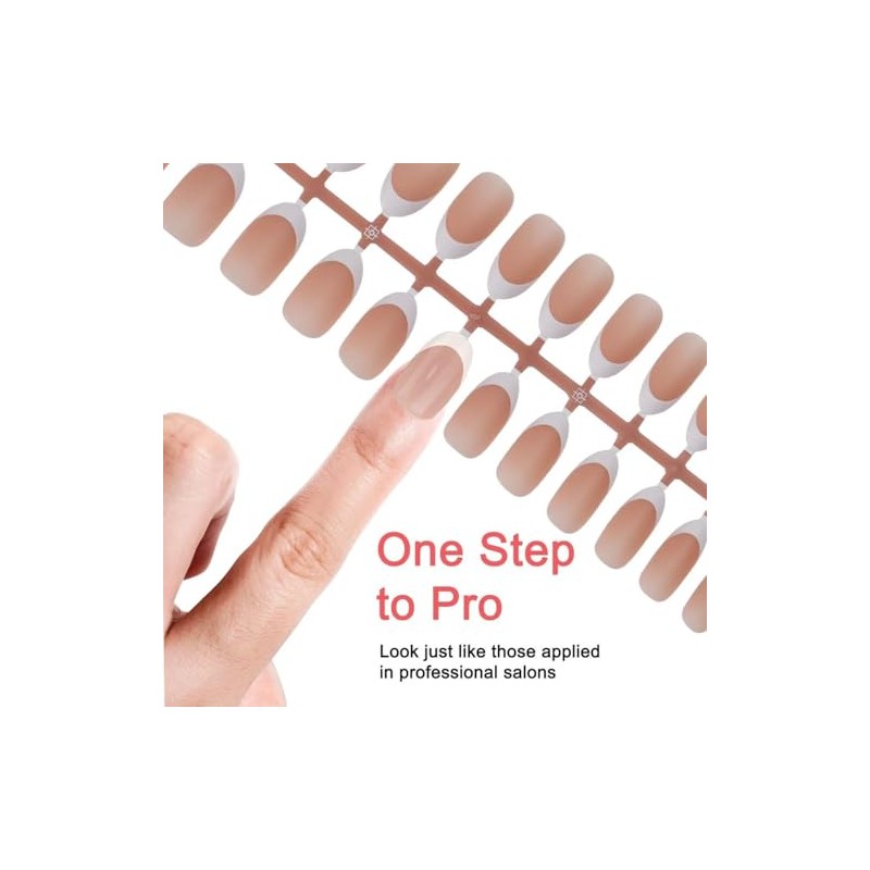210 Uñas Postizas De Gel Francesas De Aspecto Natural, Cortas,
