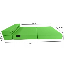 Danfuton Lounger Folding Foam Mattress, Convertible Sleeper Sofa Bed 6 x 39 x 80 Lime