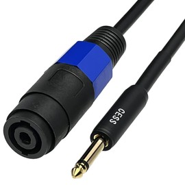 CESS-010 Gold-Plated 6.35mm 1/4-Inch TS Plug to Speakon Female Jack Adapter Cable, Connect 1/4” TS Signal to Speakon Devices, 2 Pack