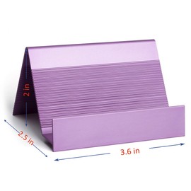 Business Card Holder Aluminum Business Card Display Stand Desktop Organizer, High-end New Series (Light Purple) 2 Pack