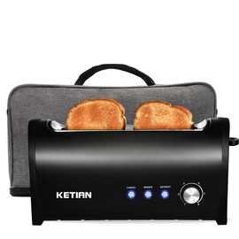 Long Slot Toaster with Cover, 2 Slice 1.65'' Extra Wide Slot Stainless Steel Toasters with Reheat Defrost Cancel Functions,6 Shade Settings, Single Slim Bread Toaster,Removable Crumb Tray,Matte Black