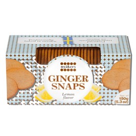 Nyakers Pepparkakor Swedish Ginger Snaps Cookies, Vegan Cookies, Dairy-Free Snacks, Gourmet Cookies, Food Gift for Holidays, Christmas, Thanksgiving - Window Box - 5.3oz (Lemon)