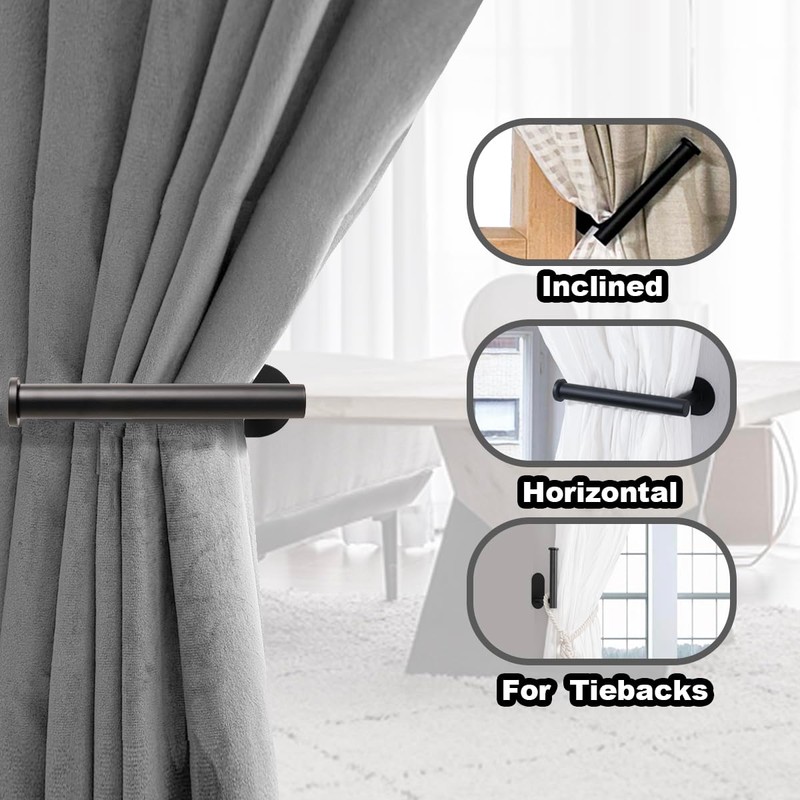 2 Pack Adhesive Curtain Holdbacks, No Drill Metal Curtain Tie