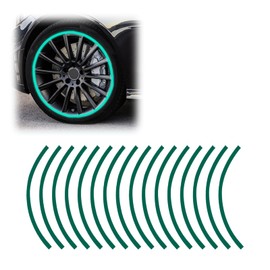 GAOLAOSY 16PCS 17''-19'' Reflective Wheel Rim Stripe Sticker Decal, Waterproof Auto Tire Rim Tapes Decoration Decals, Universal Night Safety Vehicles Accessories for Motorcycle Car Bicycle (Green)
