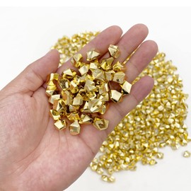 LYFJXX Fake Crushed Ice Cubes, Vase Fillers, 11 * 14 mm 650 pcs Reusable Fake Ice Cubes Artificial Acrylic Crystal Cubes for Wedding Decor Gold