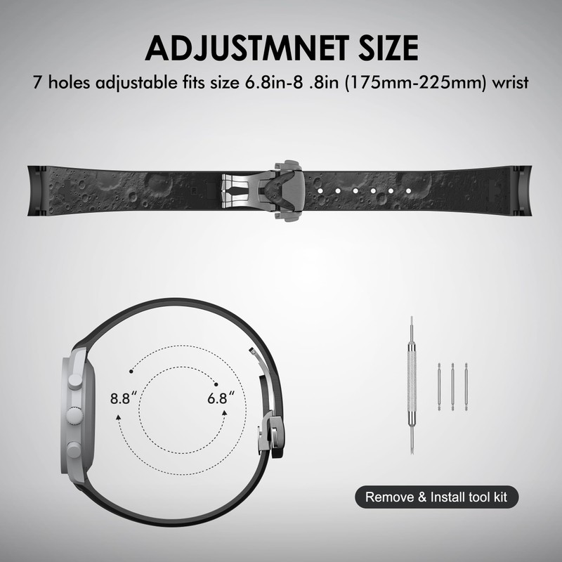 REBANDACE Strap for Omega Seamaster 43.5mm Watch,Deployment Clasp Lunar Soil