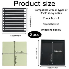 2 Pcs Sticky Note Stencil,Sticky Note Holder,Post It Note Holder,Planner Stencils,to Do Sticky Notes,Post It Holder for Office and School Use 3x3 Sticky Note Stencil