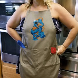 GRAPHICS & MORE Sesame Street Vintage Cookie Monster Apron with Pockets