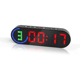 Portable Gym Timer for Home Gym Interval Timer for Workout with Time Progress Bar/Rounds, Workout Clock for Boxing HIIT Tabata Emom Fitness Rechargeable  ... - Color: Black+red