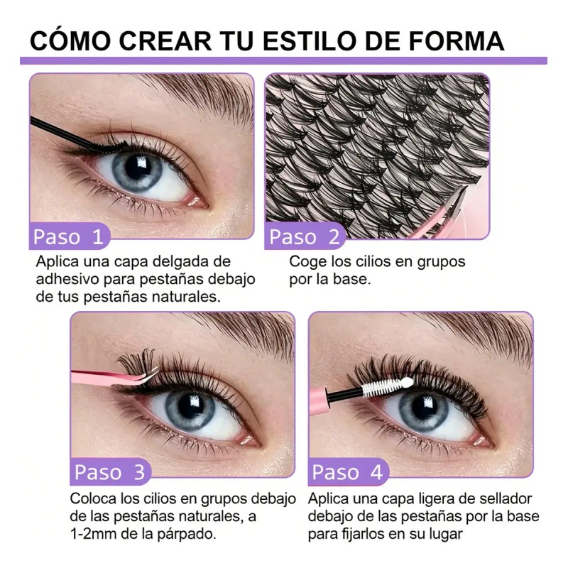 Extensiones De Pestañas Kit 280pcs 2030d Curvatura C 9-16mm