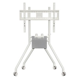 HILLPORT Rolling TV Stand for 50-100 Inch Screen up to 179 LBS, Portable Mobile Art TV Display Cart with Wheels, Rolling TV Cart for Business, Office, School, Home, White YS623W