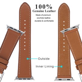 MroTech Leather Bracelet Compatible with iWatch 38 mm (40 mm) / 42 mm (44 mm) Series 1 2 3 4, 38mm