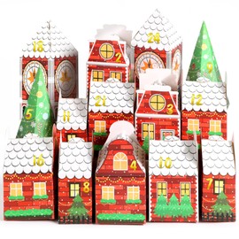 BOFUNX 24pcs Advent Calendar for Filling and Crafts, Countdown Advent Calendar Box, Houses Boxes, Gift Boxes, Christmas Calendar, Gift Box for Children, Christmas Gift, Christmas Decoration