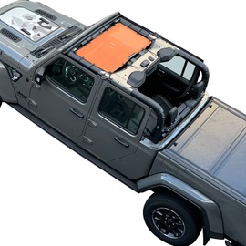 Shadeidea JT Sun Shade Top Sunshade Compatible with Jeep Gladiator Top Shade Mesh Screen Roof Cover (2018-2023)- Wind Noise UV Blocker with GrabBag Pouch -10 Year Warranty- Orange -Front