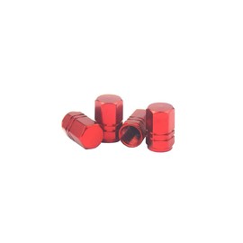 Aluminum Air Valve Cap, Set of 4, Red, Air Leak Prevention, Includes Seal, Wheels, Tires, Air Valve Caps for Automobiles