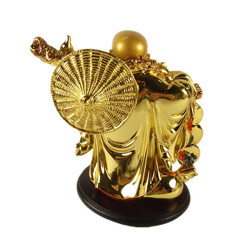 Betterdecor 5.5" Feng Shui Golden Laughing Happy Buddha Statue Holding