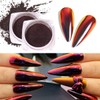 2 Boxes Red Chrome Nail Powder, Red Black Gradient Mirror