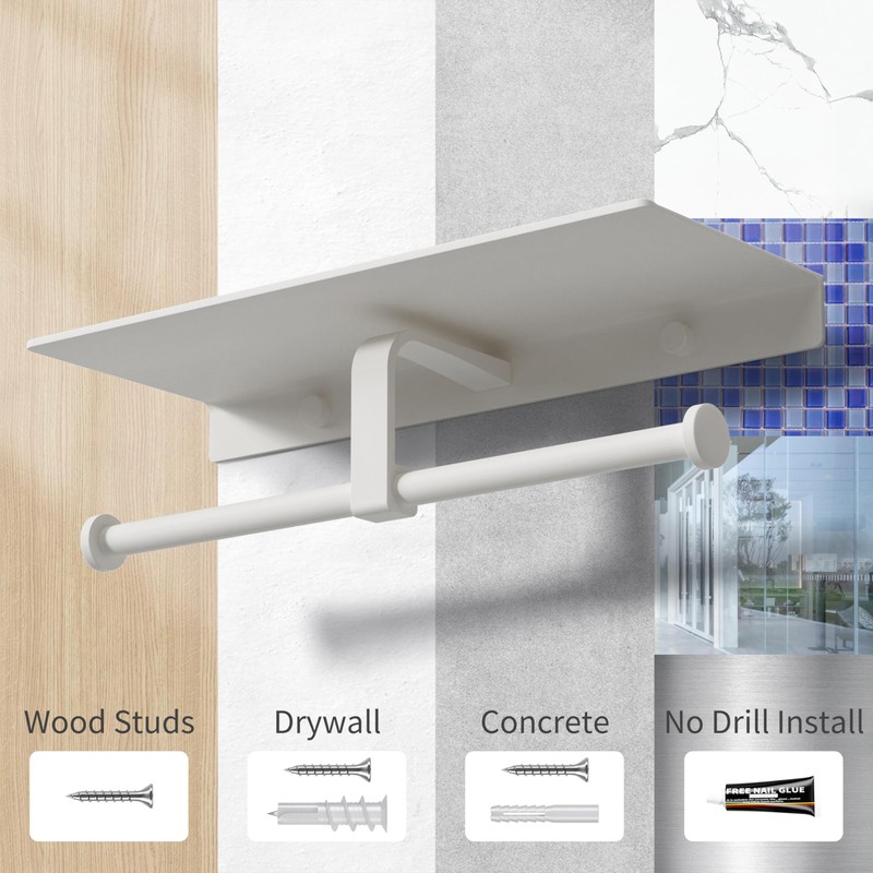 Danpoo Bathroom Toilet Paper Holder with Shelf, Wall Mount, Double