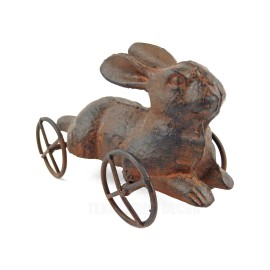 Unbranded Cast Iron Bunny Rabbit On Wheels Figurine Antique Style Decorative Pull Toy