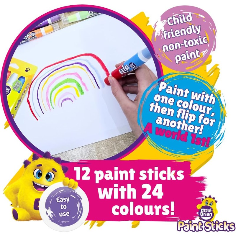 Little Brian Flip Paint Sticks For Kids - 12 Pack