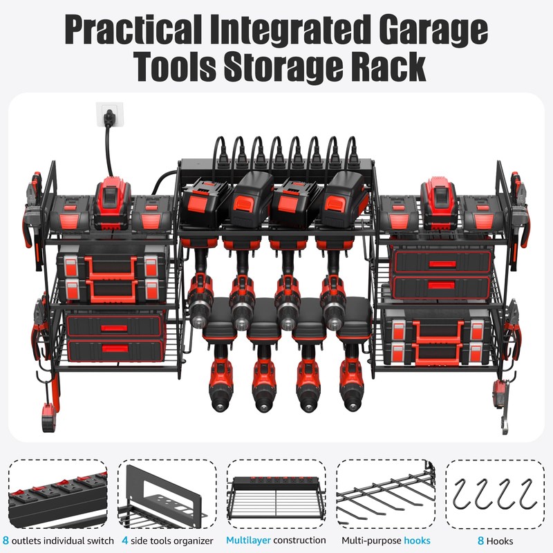 CCCEI Black Power Tool Organizer Wall Mount, Large Tools and