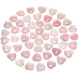 Gerrii 50 Pcs Heart Healing Stone Bulk Quartz Heart Inspirational Stones Valentines Day Gift for Women Love Pocket Polished Natural Energy Balancing Meditation 0.8 Inch(Rose Quartz)